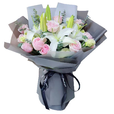 贵港12朵粉玫瑰百合，爱美丽的芬芳