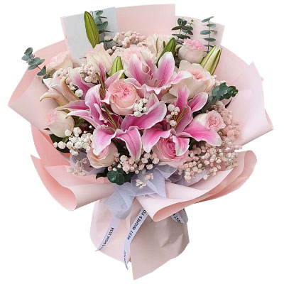 贵港12朵艾莎2支百合，爱意和祝福
