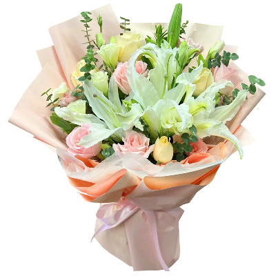 贵港10朵玫瑰百合混搭，爱是难忘时刻