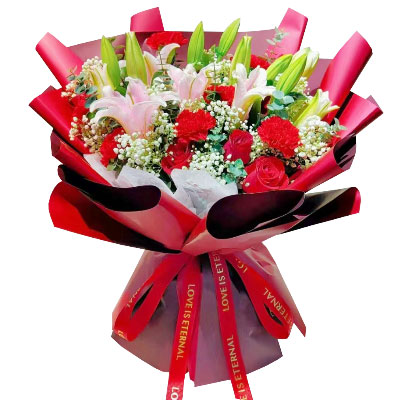 贵港红玫瑰康乃馨百合花，欢乐和美好